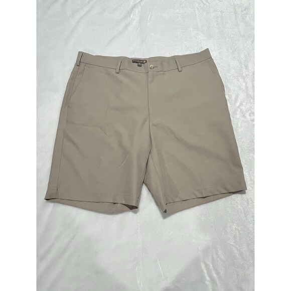 Peter Millar Crown Sport Golf Shorts Mens Size 36x8 Khaki Beige Indian Head Logo - Picture 1 of 8